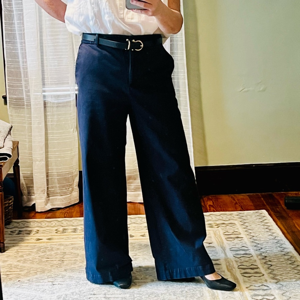 Wide-Leg Navy Trousers